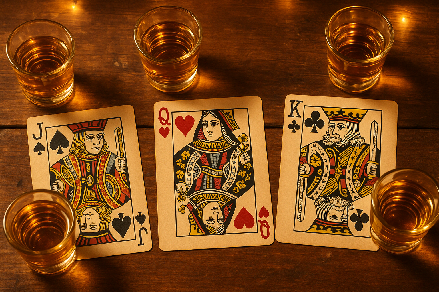 Bube Dame König Ex Trinkspiel - Karten und Shotgläser
